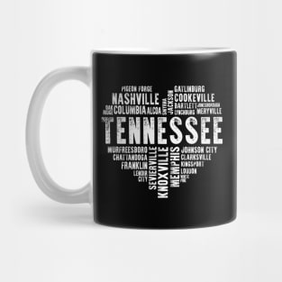 Tennessee Heart Love Knoxville Nashville Memphis Cookeville Gatlinburg Loudon Chattanooga Kingsport Johnson City Mug